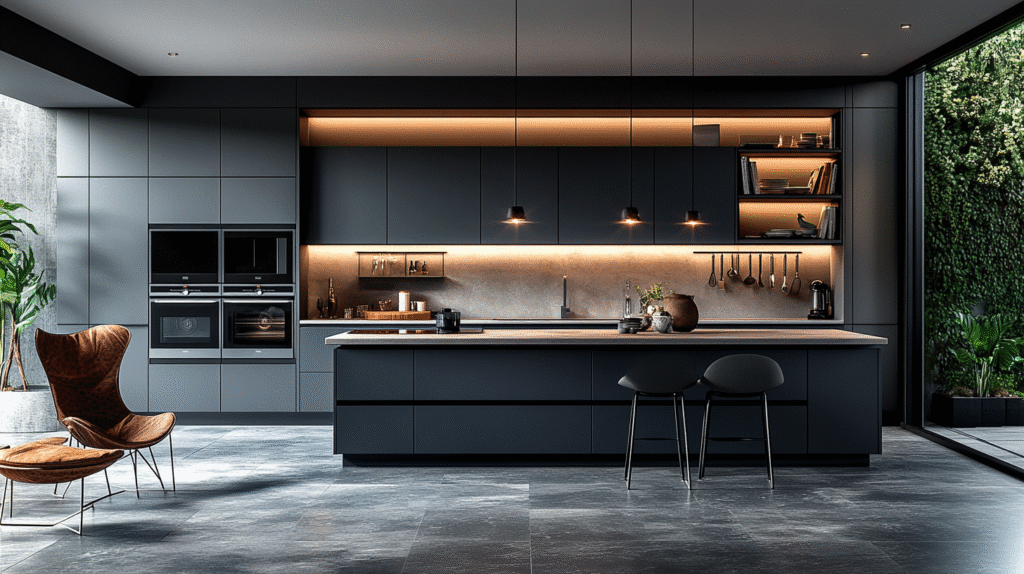gray and white kitchen