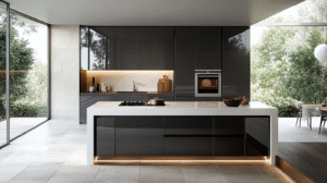 grey and white kitchen