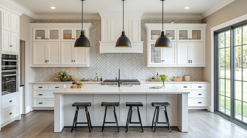 kitchen backsplash with white cabinets