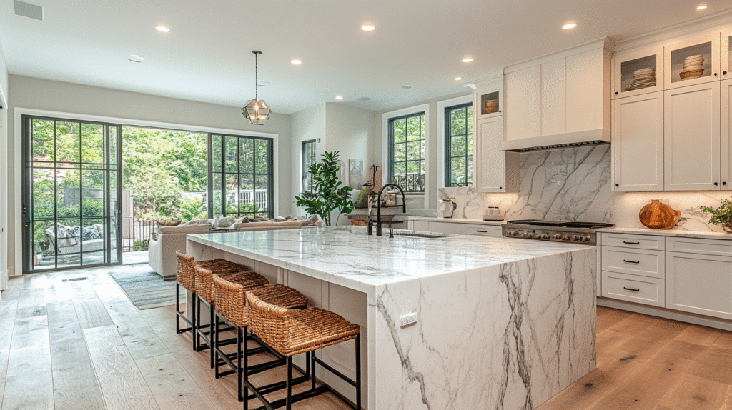 white marble kitchen