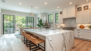 white marble kitchen