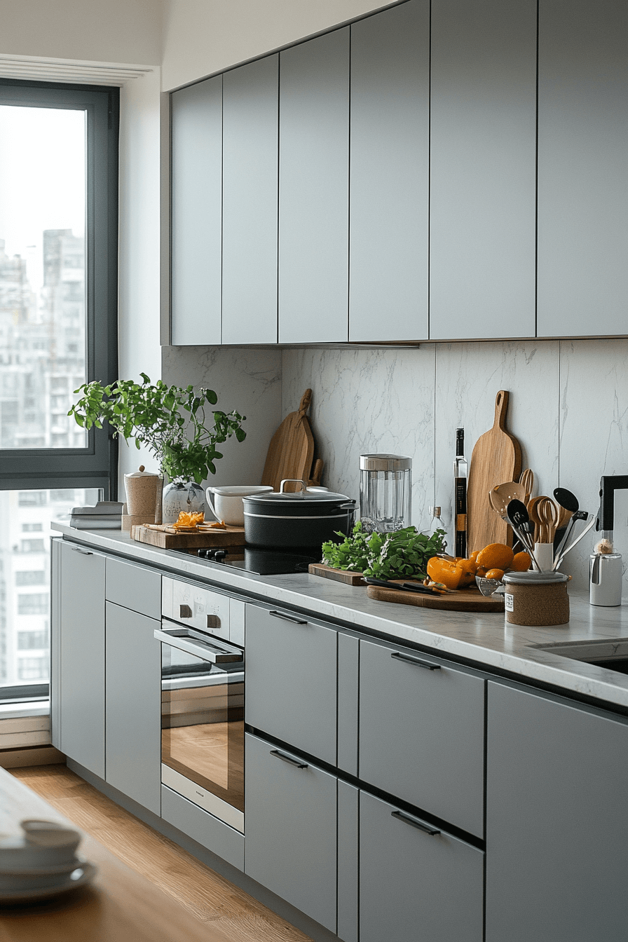 blue grey kitchen cabinets