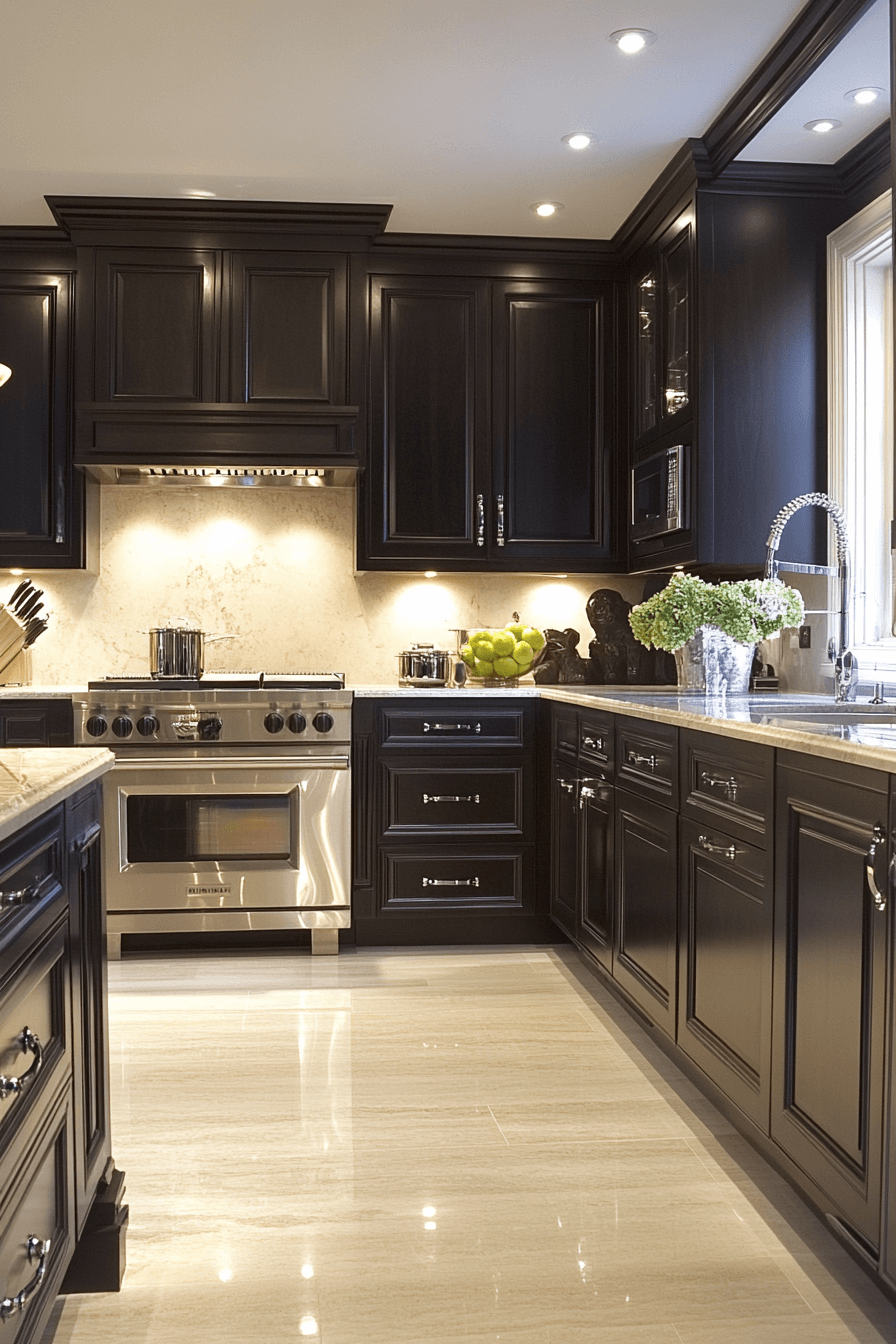 dark walnut kitchen cabinets