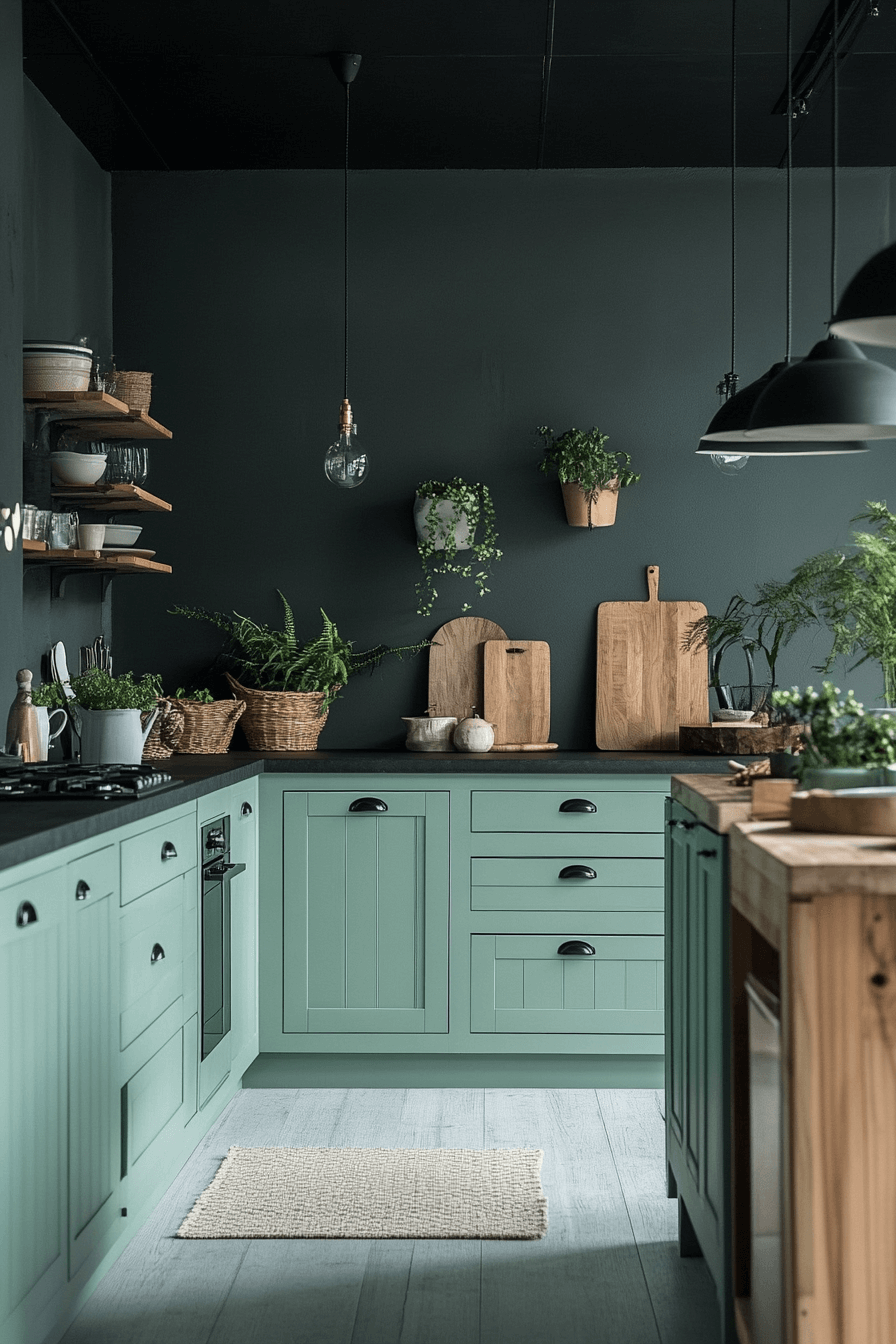 mint green kitchen cabinets