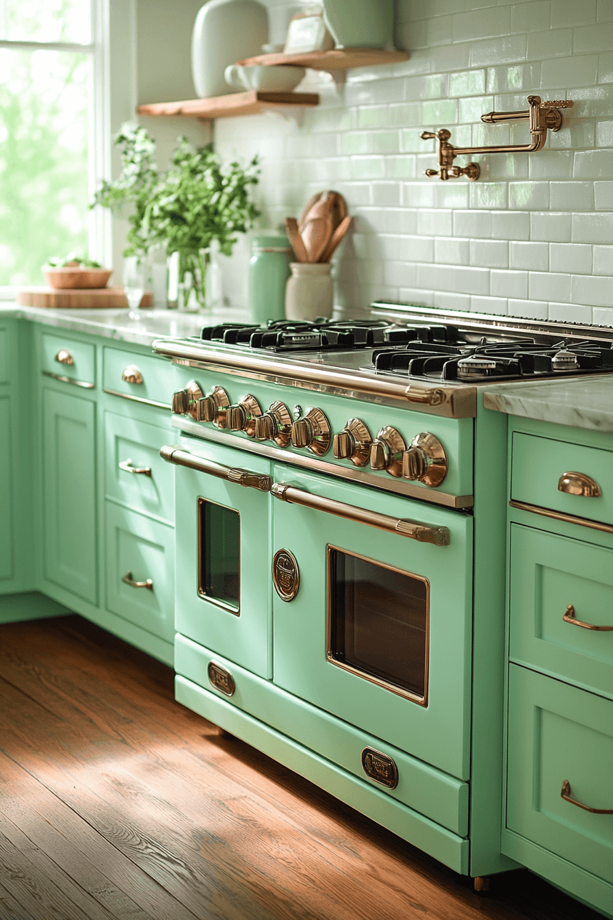 mint green kitchen cabinets