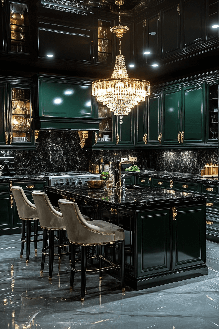 pewter green kitchen cabinets