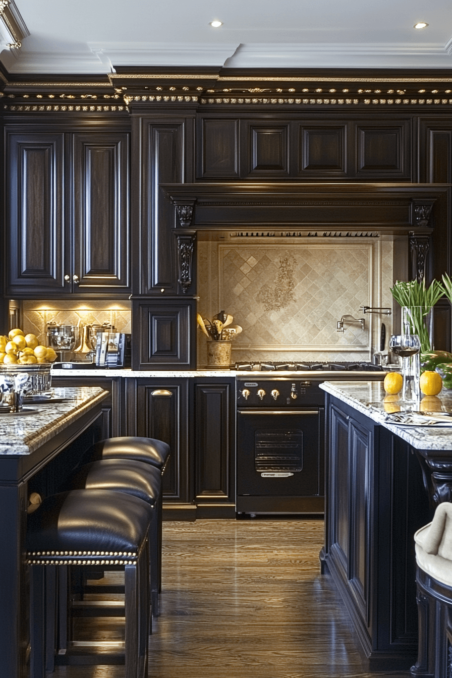dark walnut kitchen cabinets