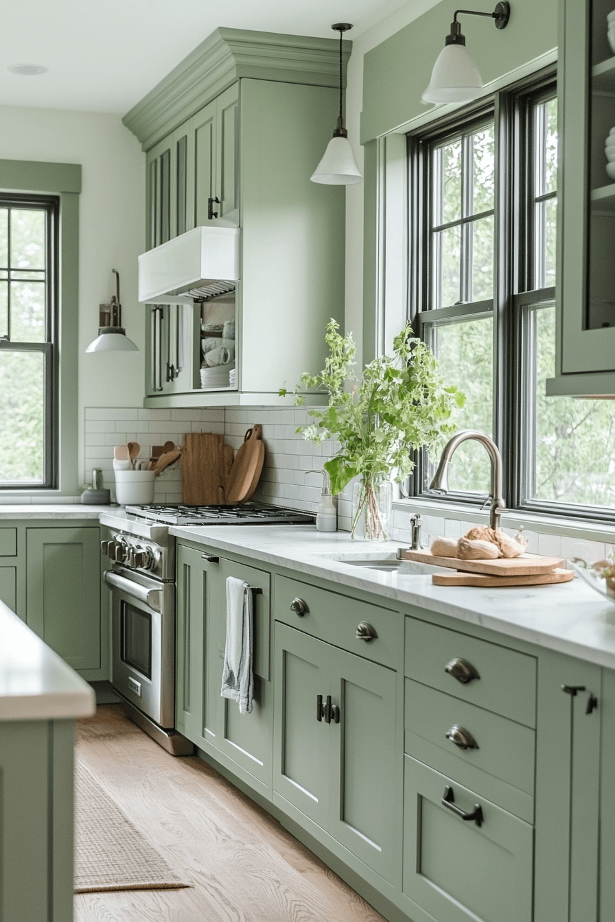 mint green kitchen cabinets