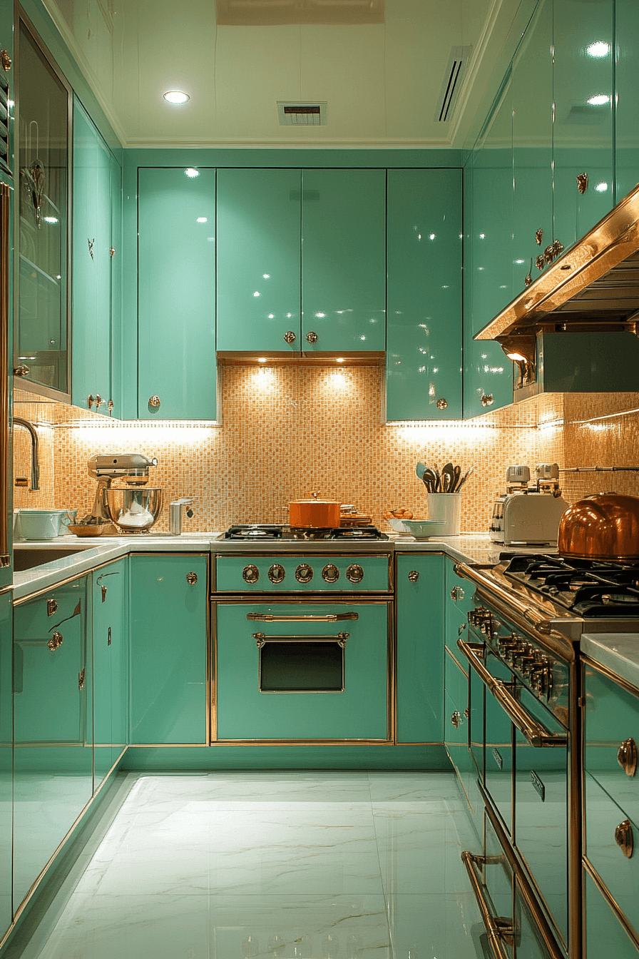 mint green kitchen cabinets