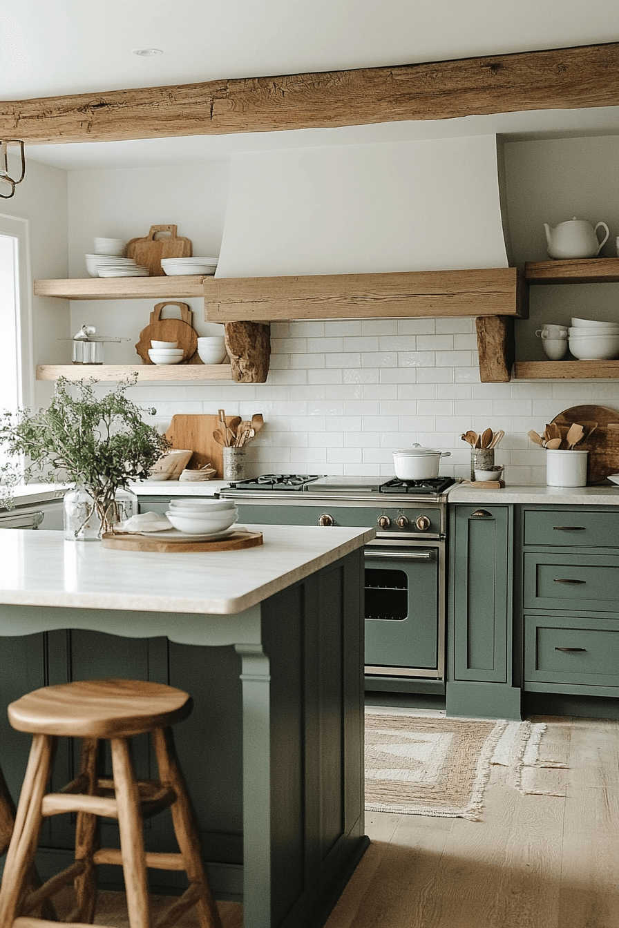 pewter green kitchen cabinets