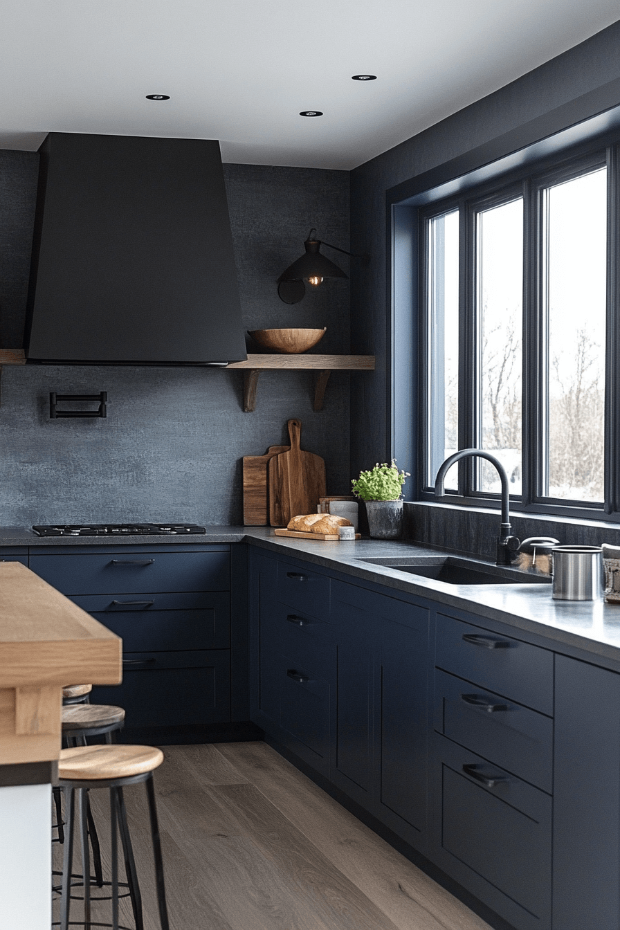 blue grey kitchen cabinets