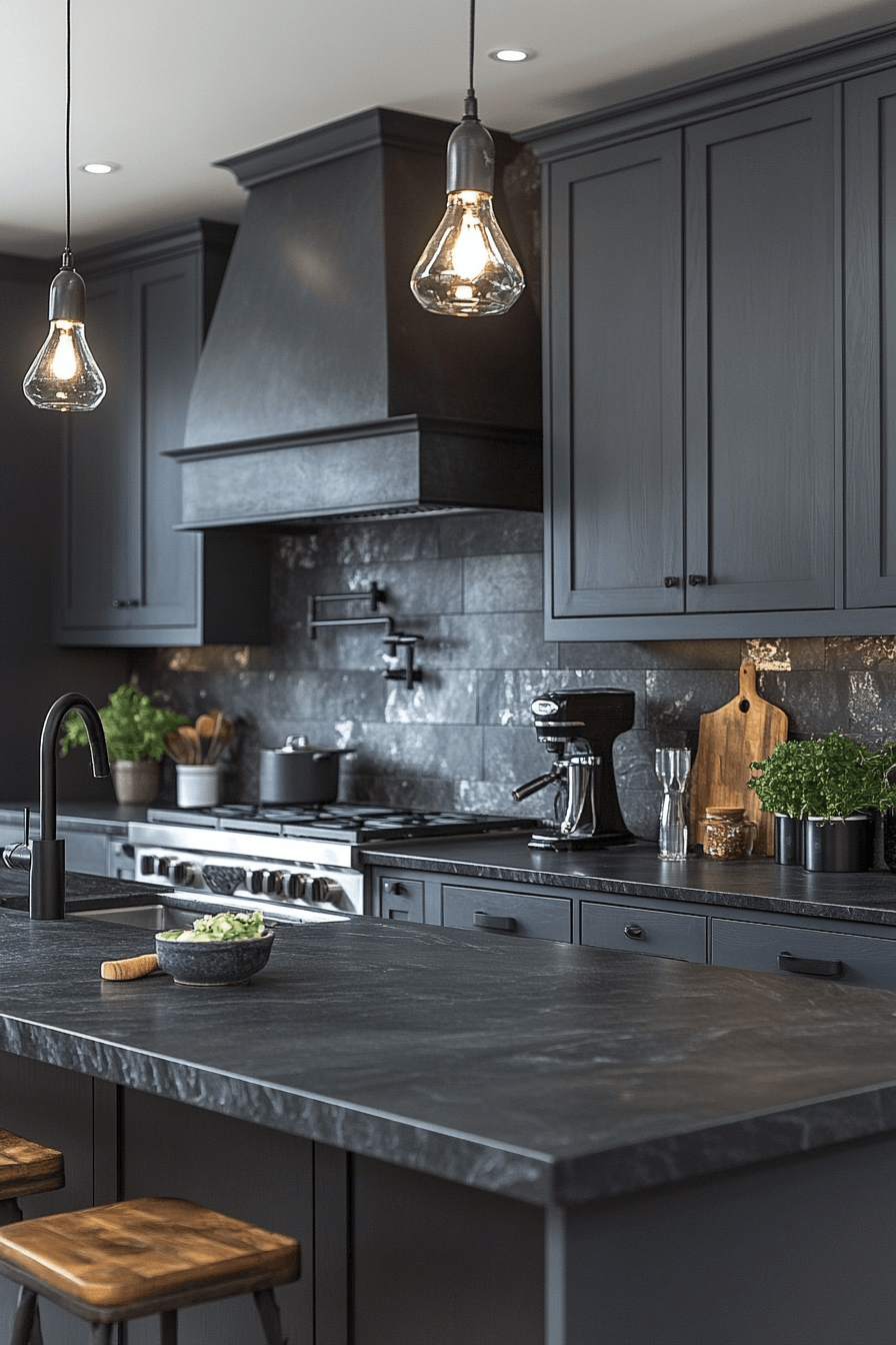 charcoal gray kitchen cabinets