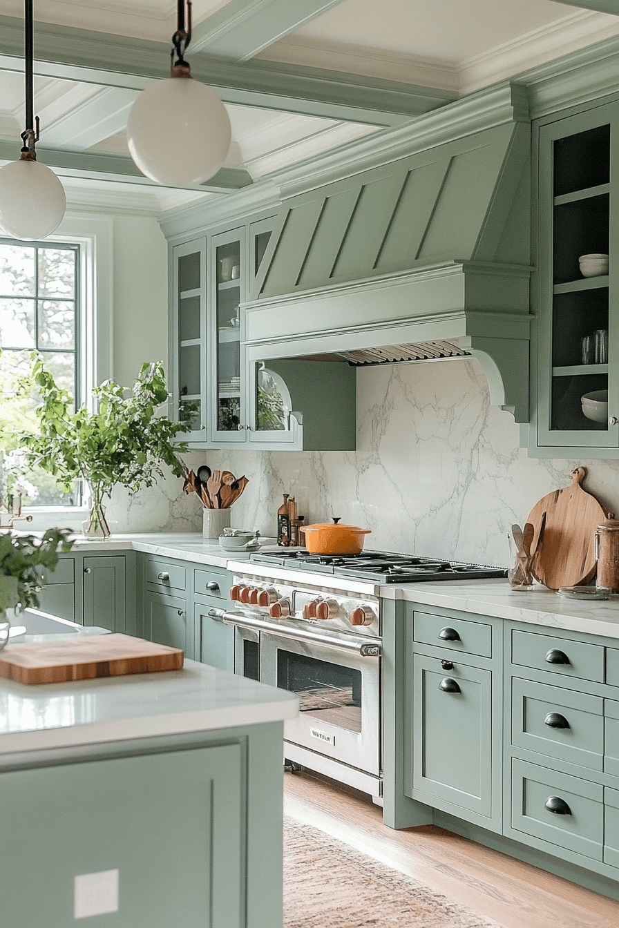 mint green kitchen cabinets