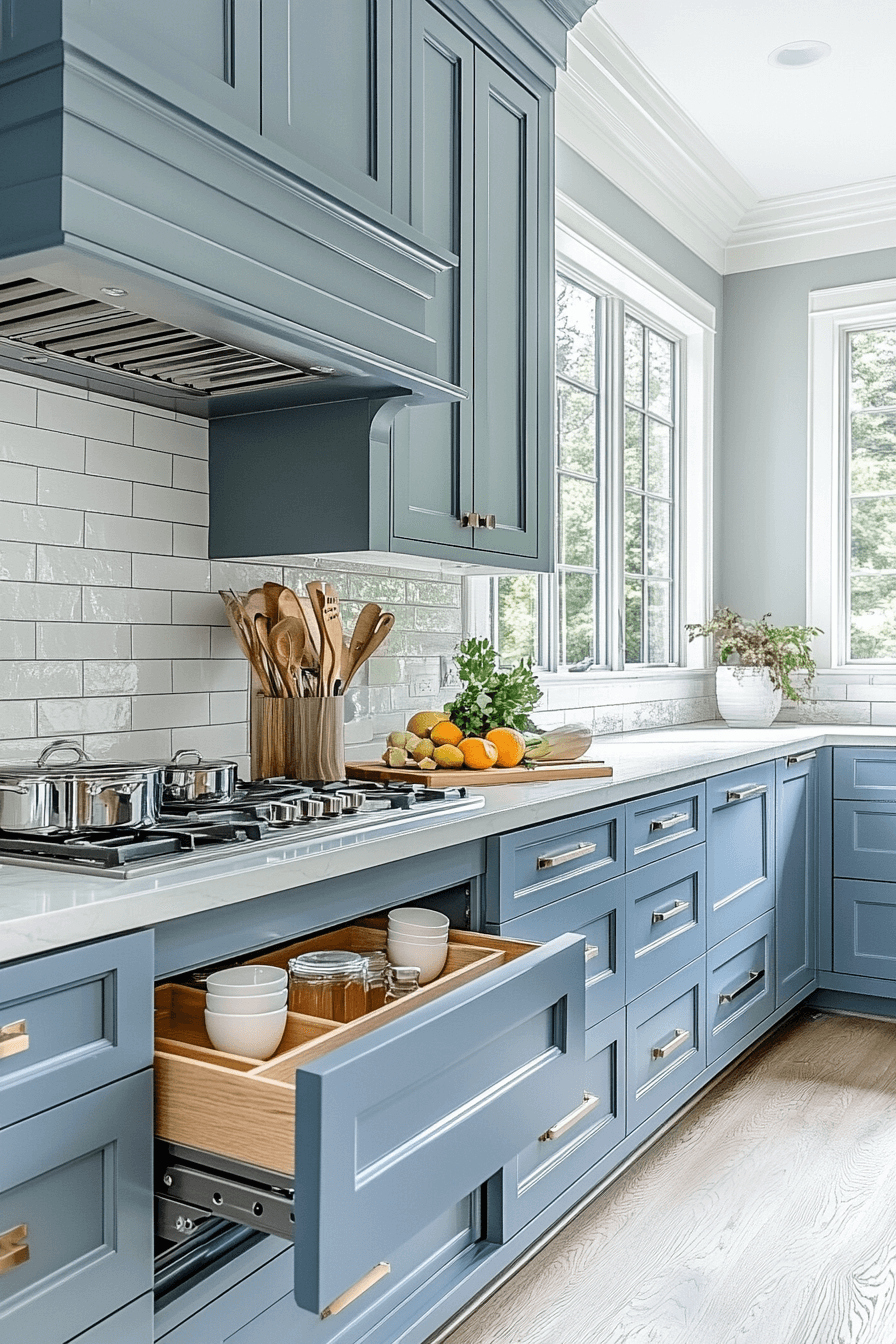 blue grey kitchen cabinets