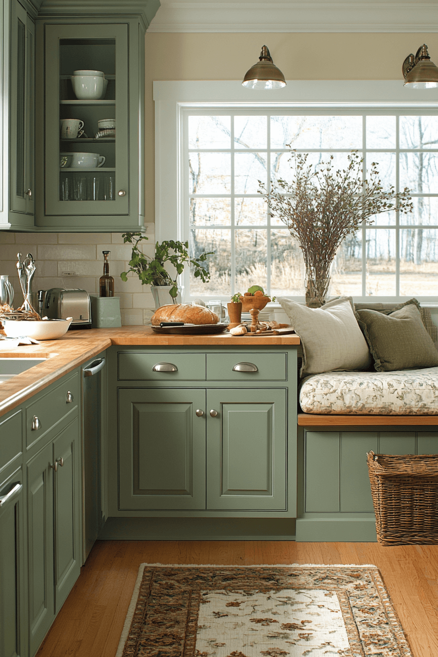 clary sage kitchen cabinets
