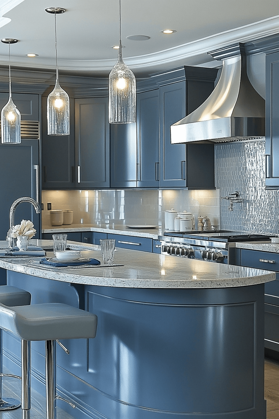 blue grey kitchen cabinets