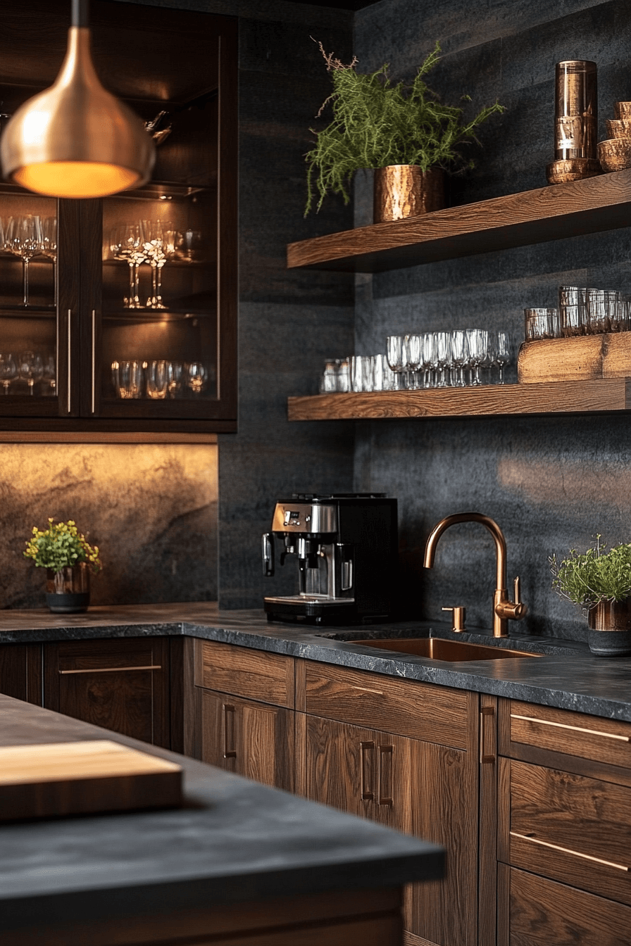 dark walnut kitchen cabinets