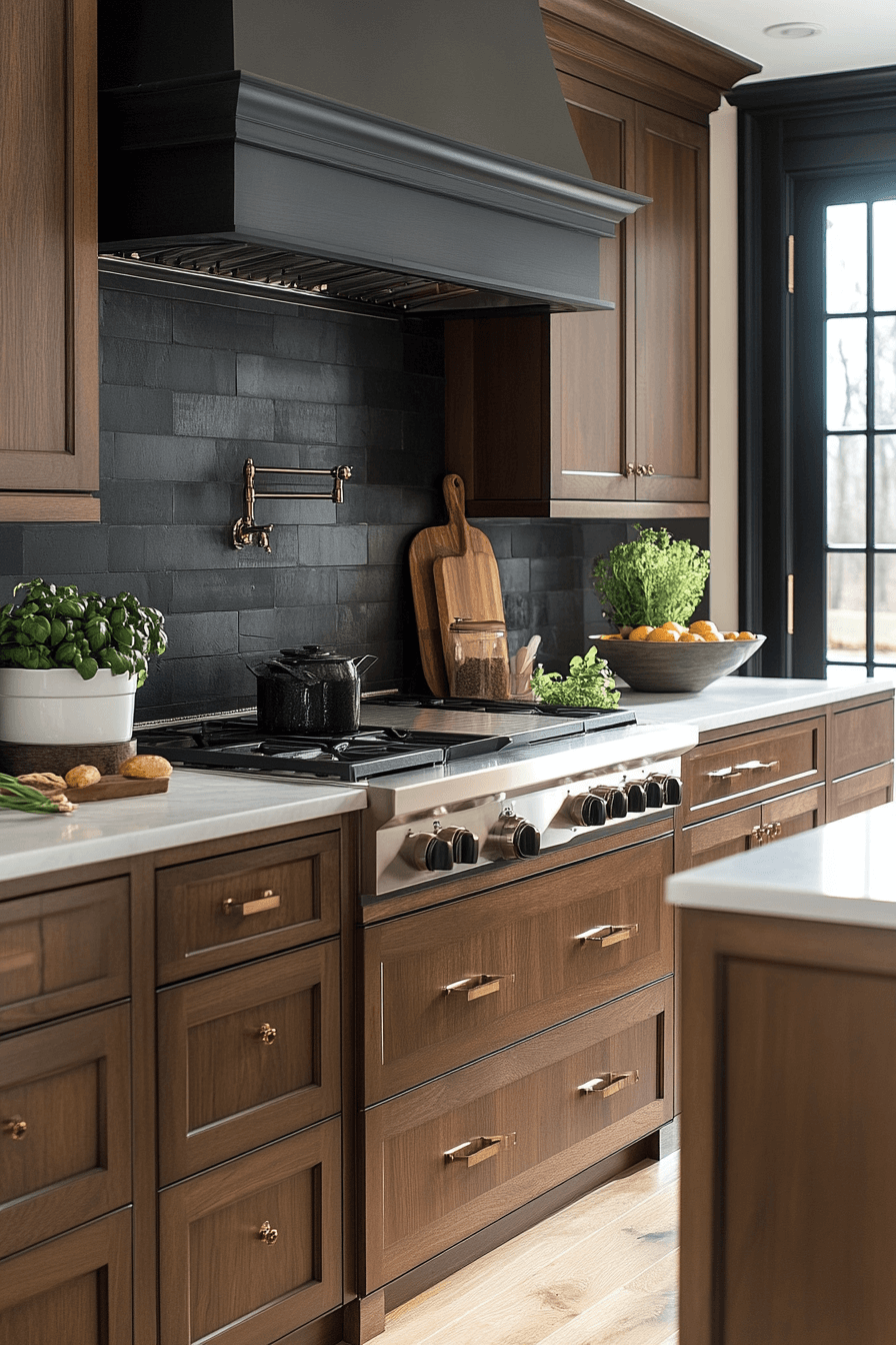 dark walnut kitchen cabinets