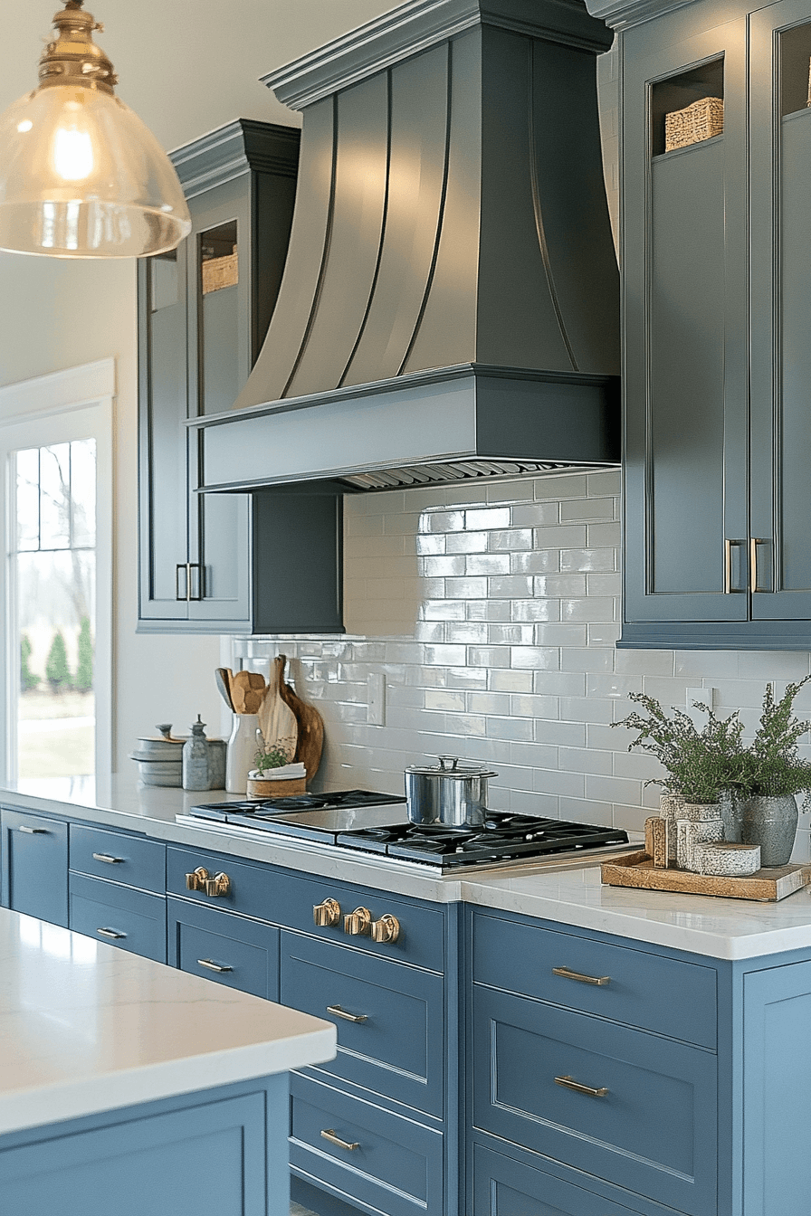 blue grey kitchen cabinets