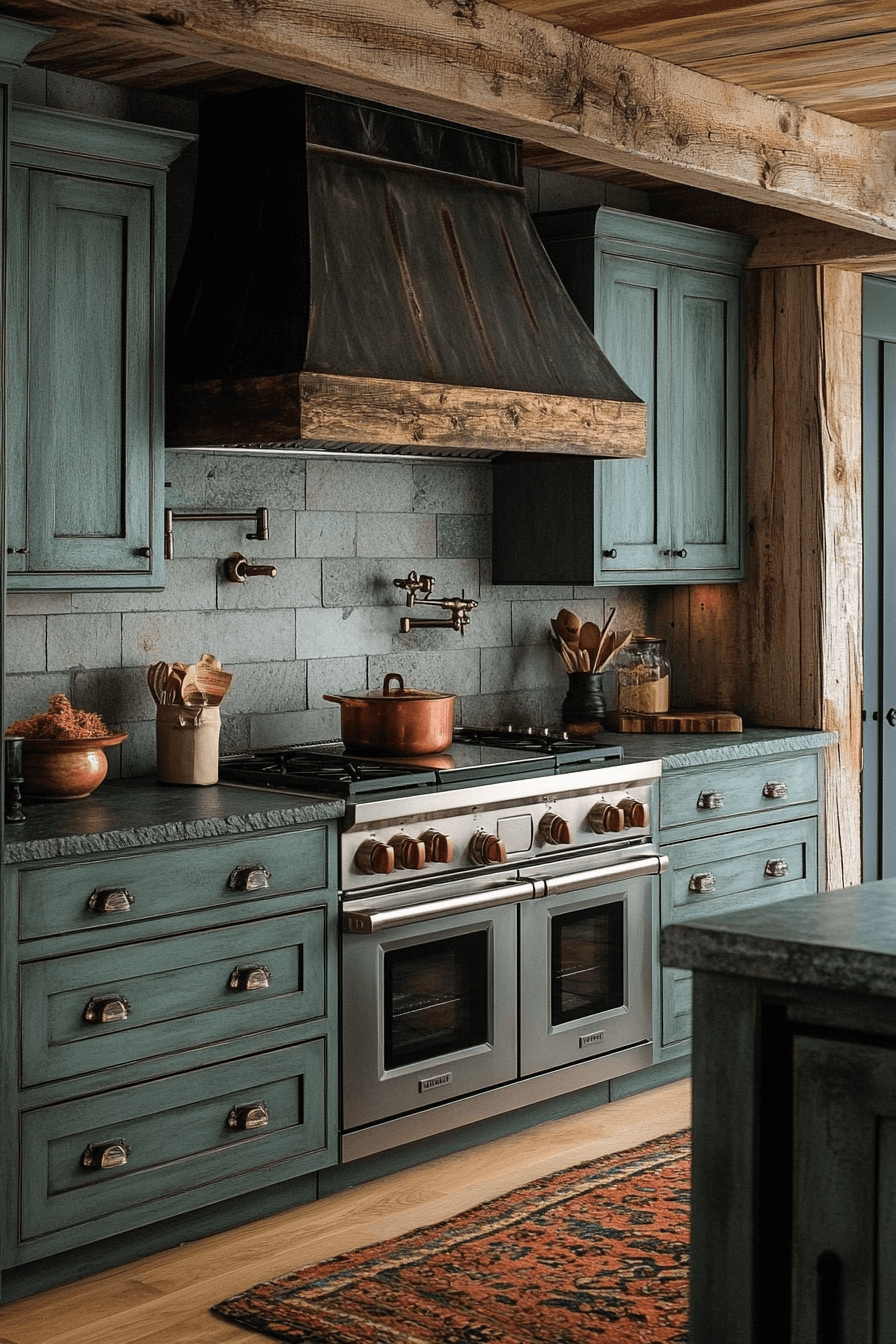 pewter green kitchen cabinets