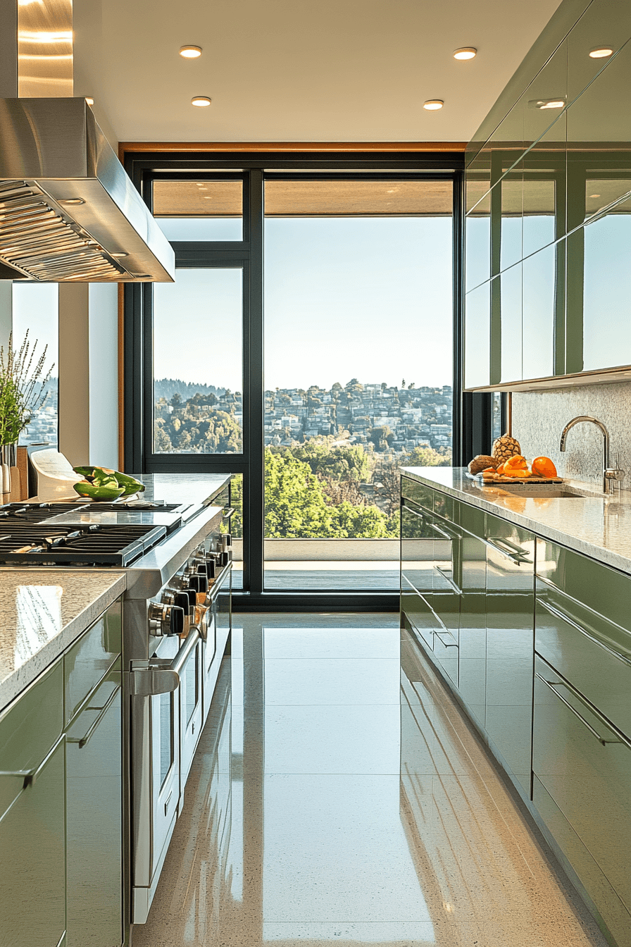 pewter green kitchen cabinets