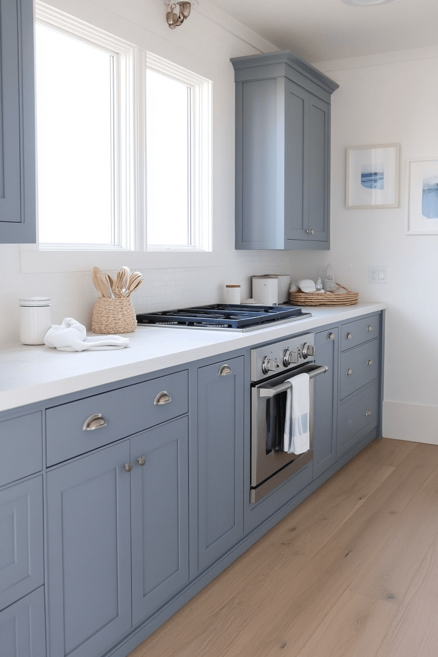 blue grey kitchen cabinets