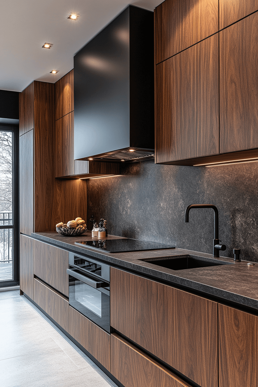 dark walnut kitchen cabinets