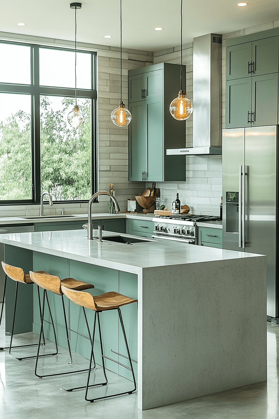pewter green kitchen cabinets