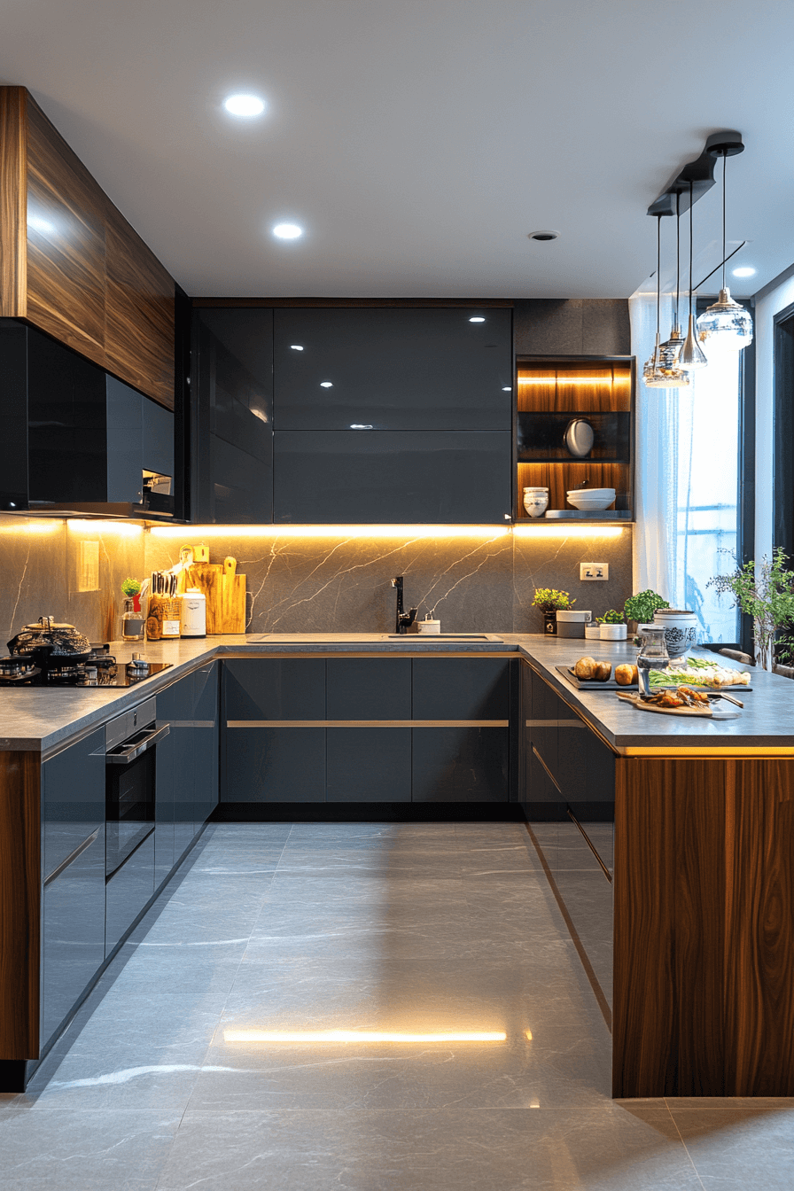 blue grey kitchen cabinets