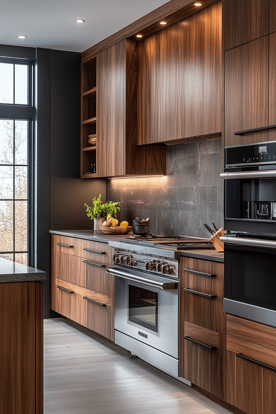 dark walnut kitchen cabinets