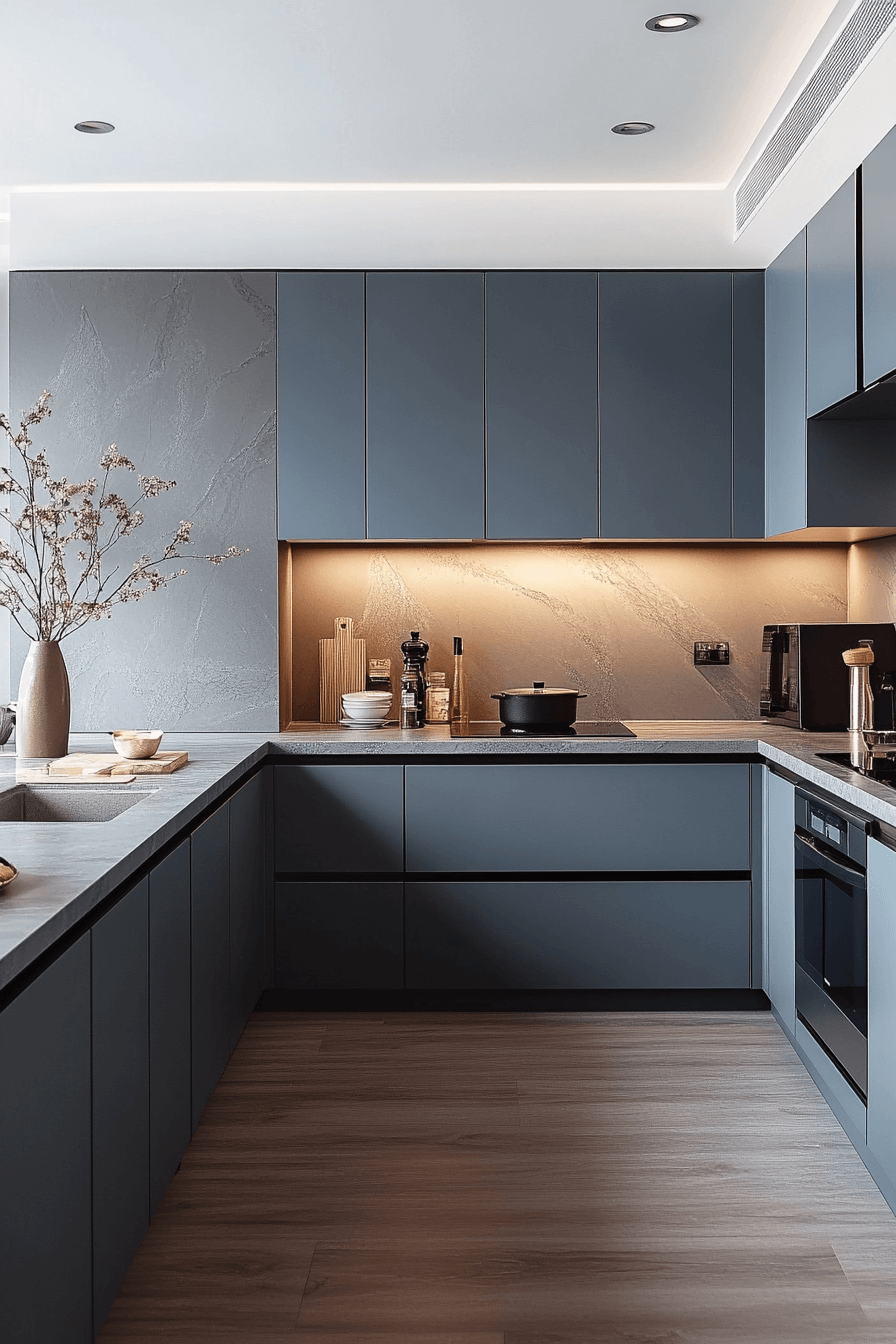 blue grey kitchen cabinets