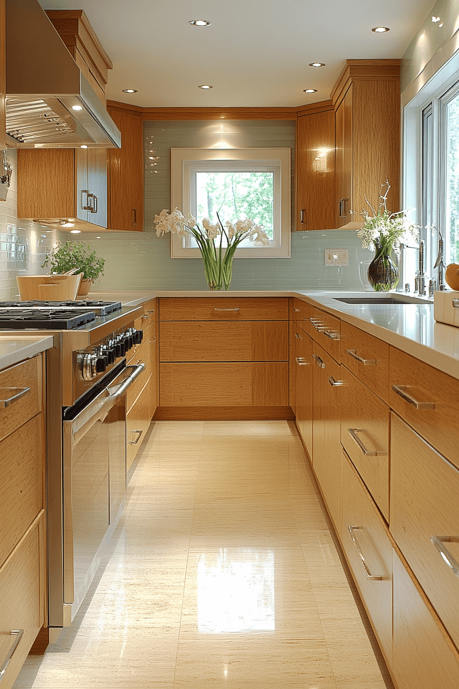 light brown cabinets kitchen
