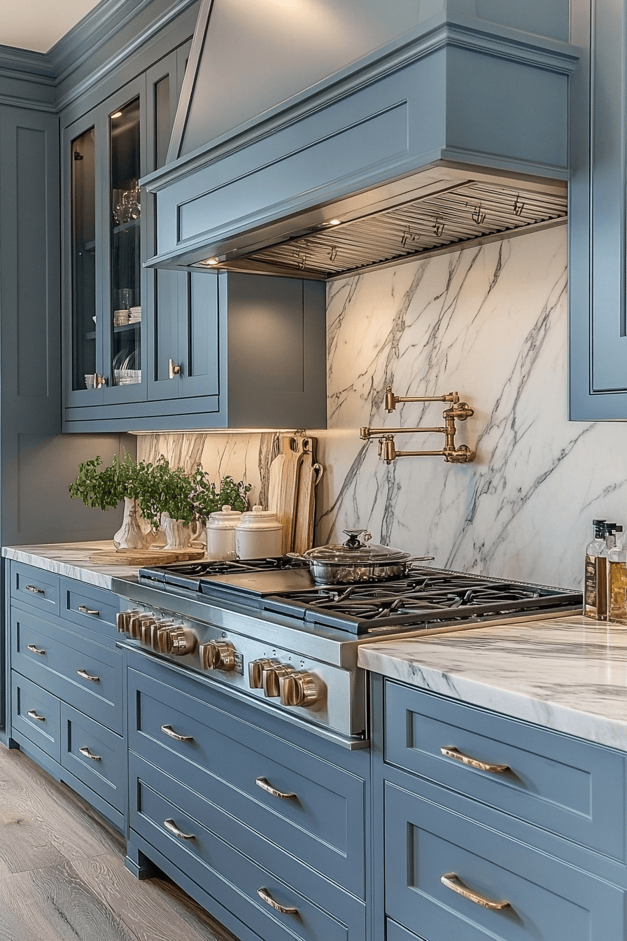 blue grey kitchen cabinets