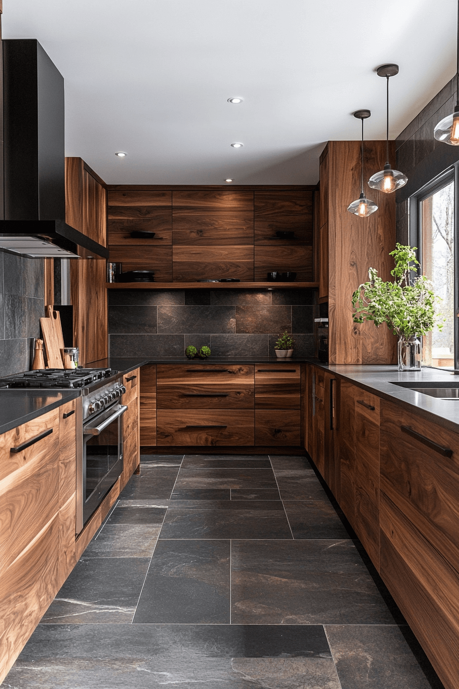 dark walnut kitchen cabinets