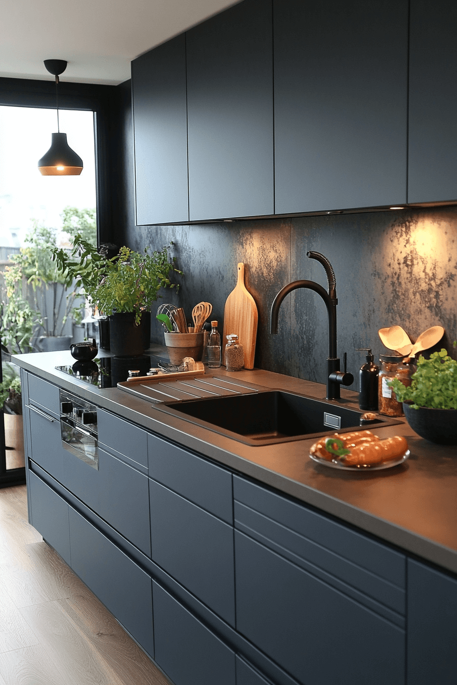 blue grey kitchen cabinets