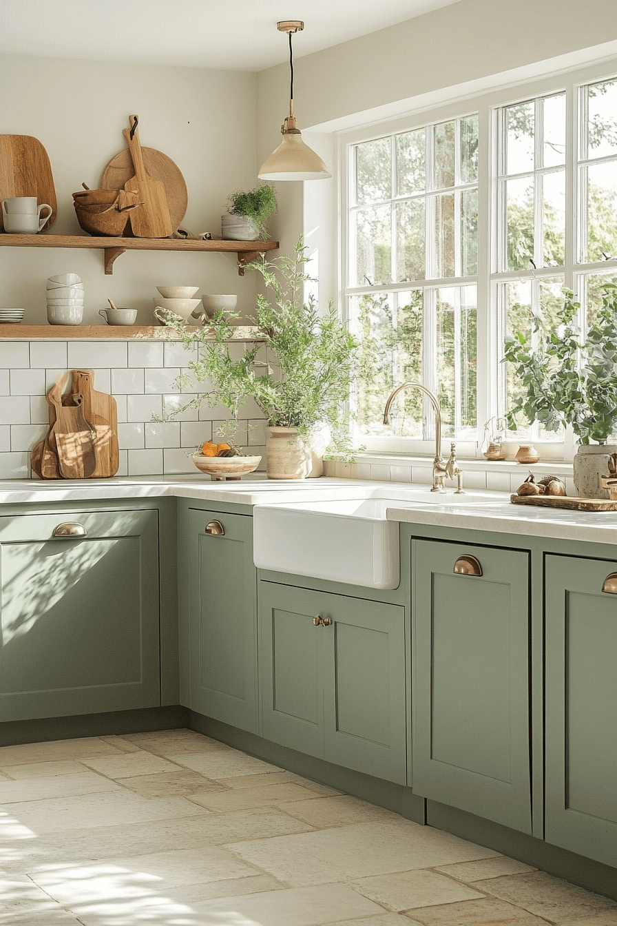 clary sage kitchen cabinets