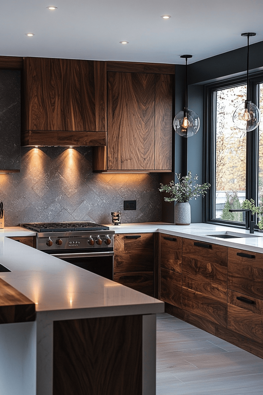 dark walnut kitchen cabinets