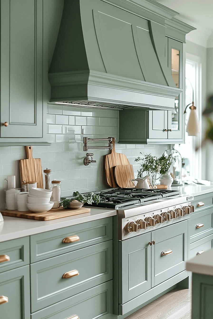 mint green kitchen cabinets