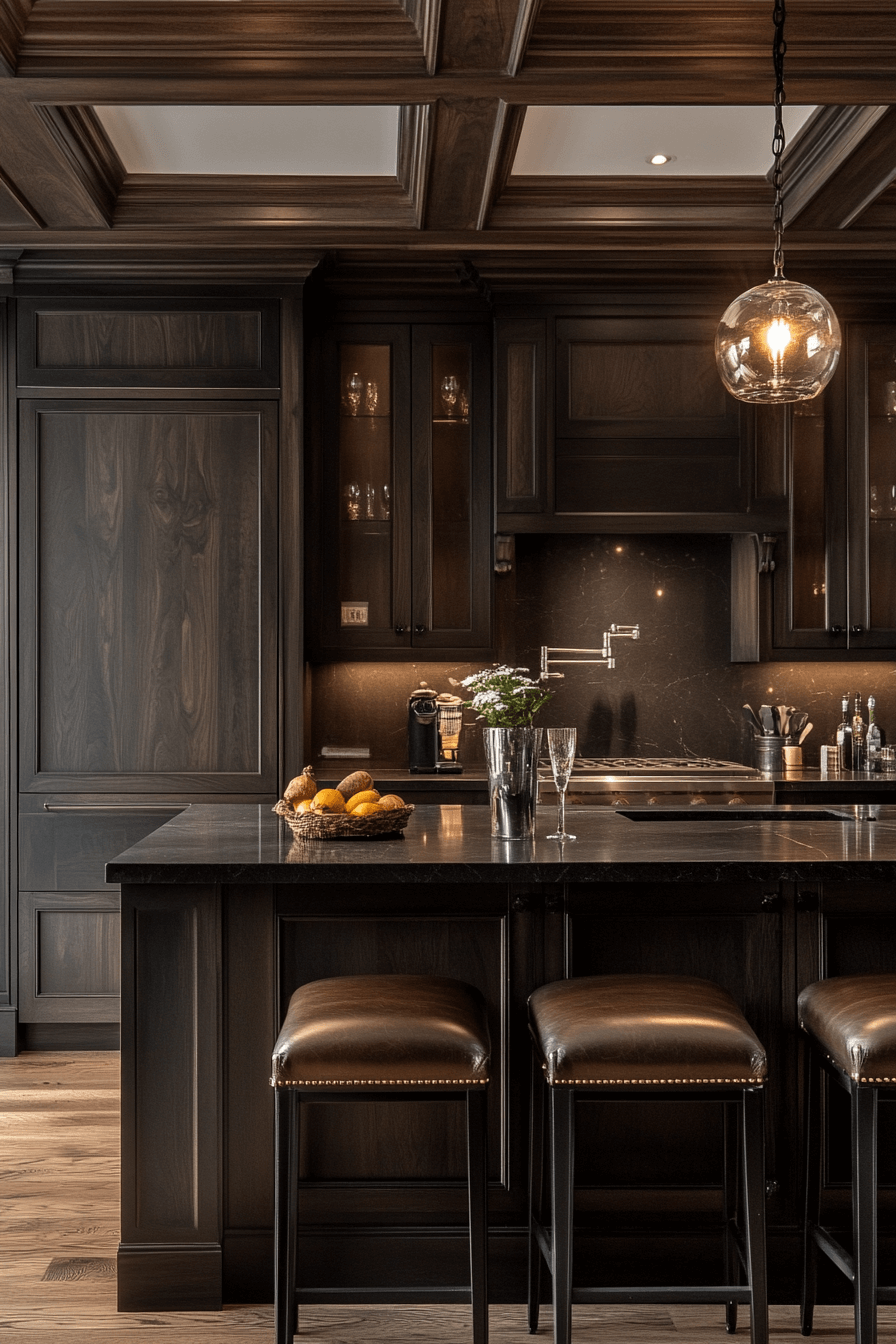 dark walnut kitchen cabinets