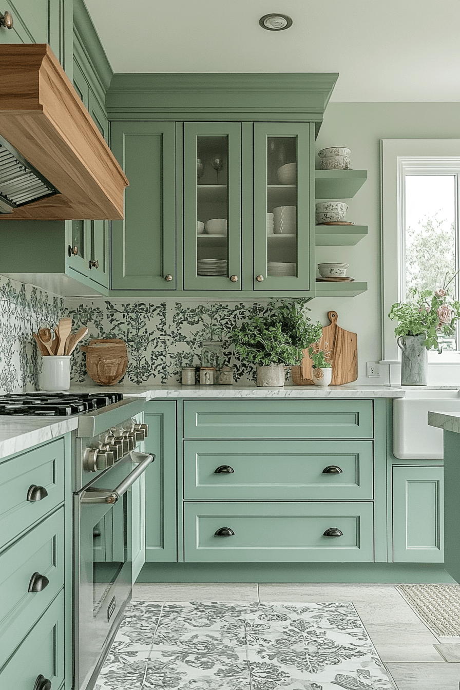 clary sage kitchen cabinets