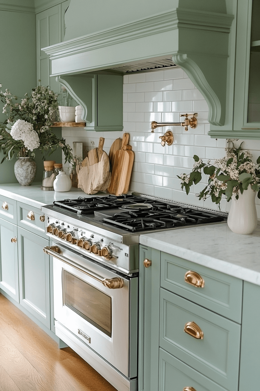 mint green kitchen cabinets