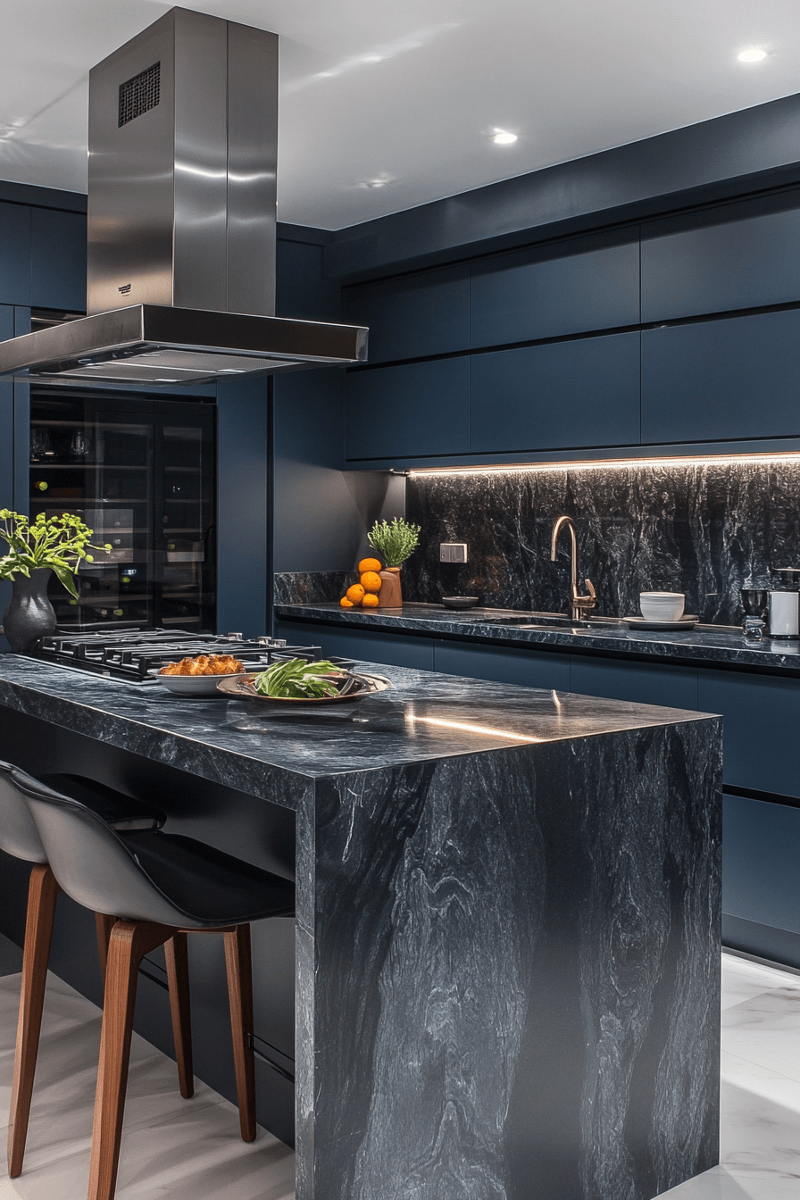 blue grey kitchen cabinets