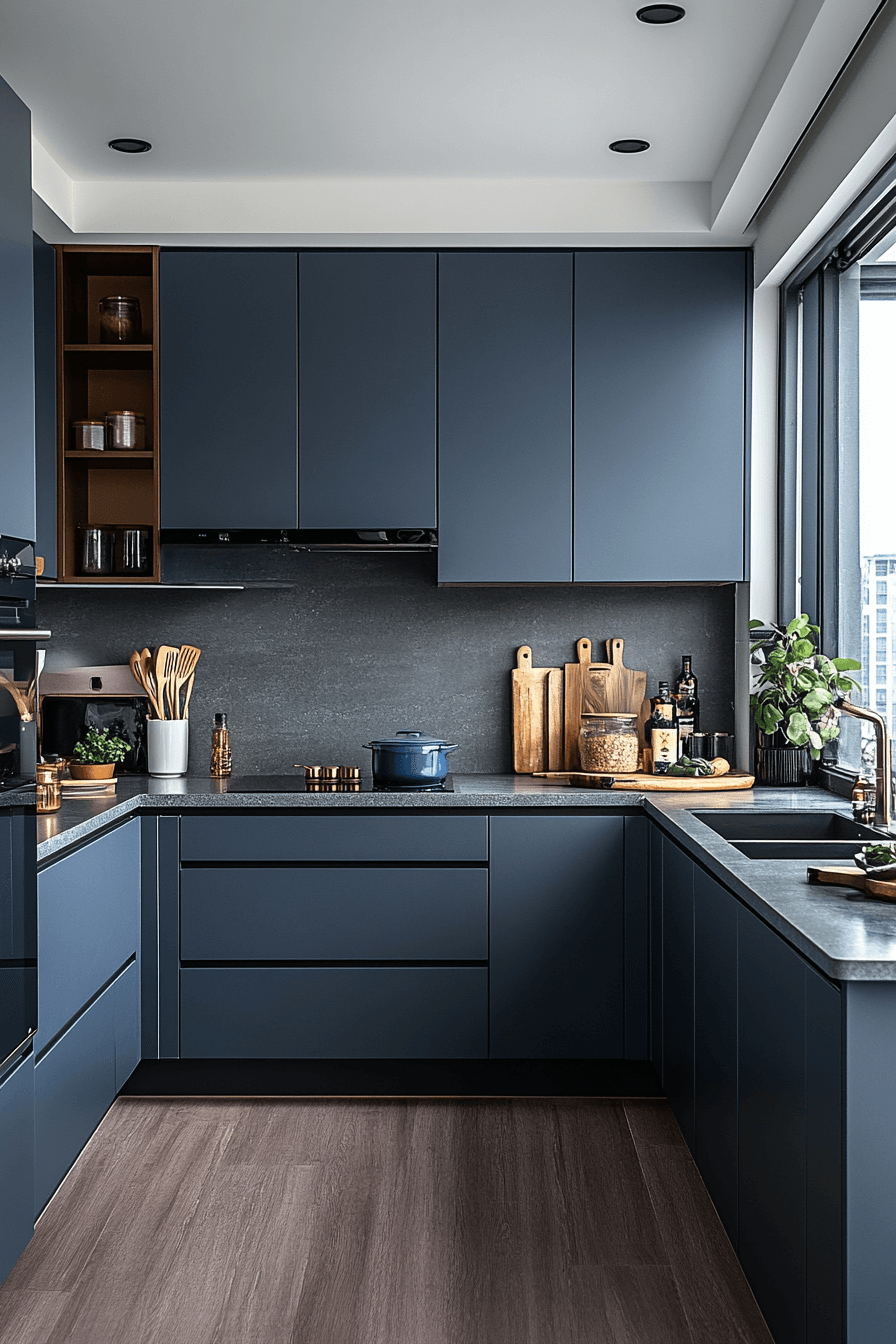 blue grey kitchen cabinets