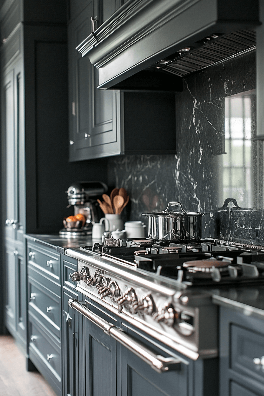 blue grey kitchen cabinets