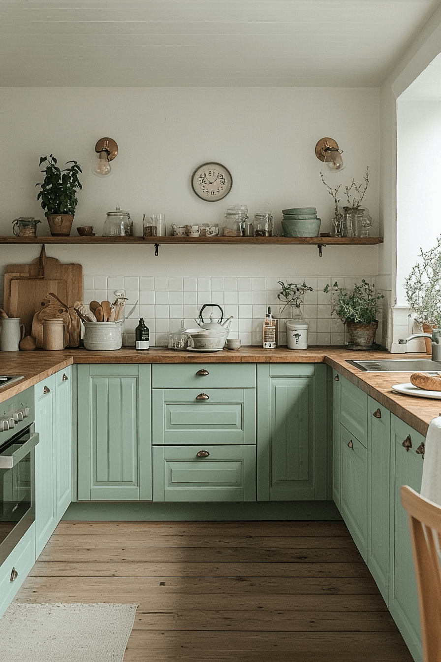 mint green kitchen cabinets