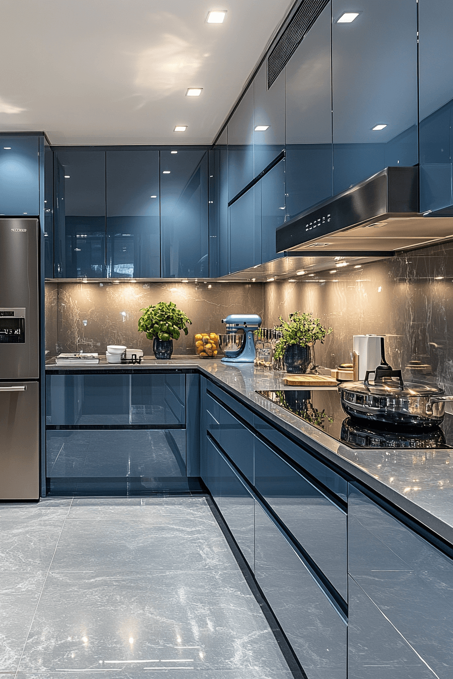 blue grey kitchen cabinets