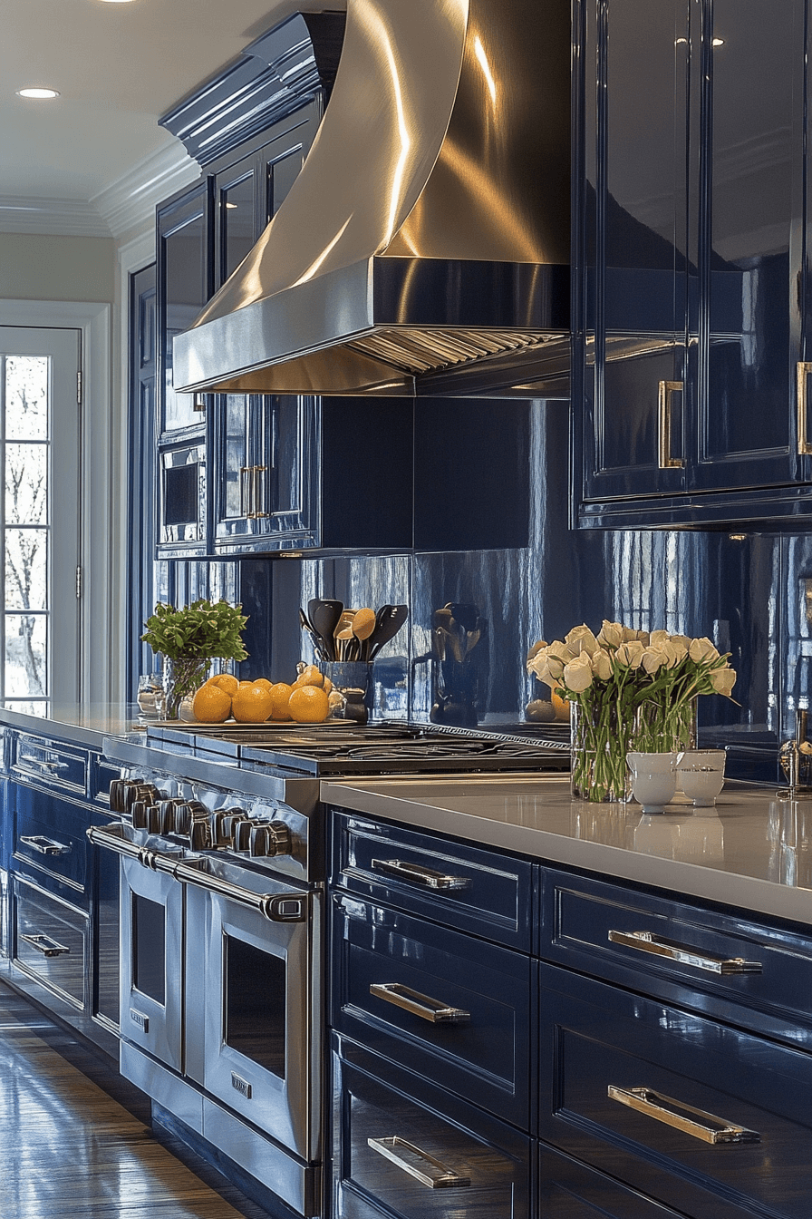 blue grey kitchen cabinets