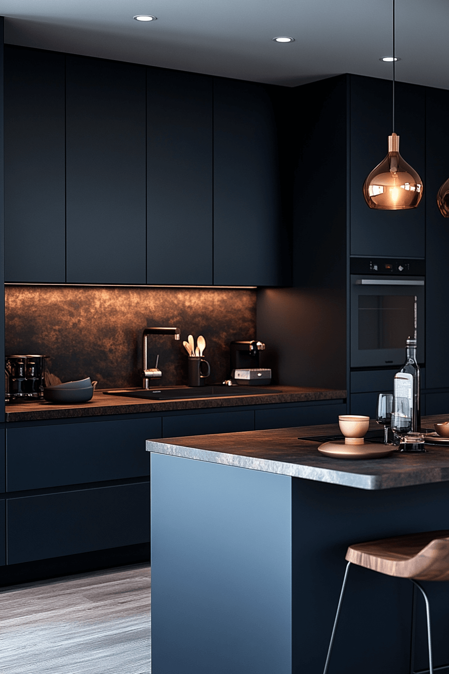 blue grey kitchen cabinets
