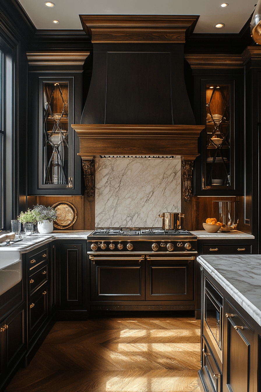 dark walnut kitchen cabinets