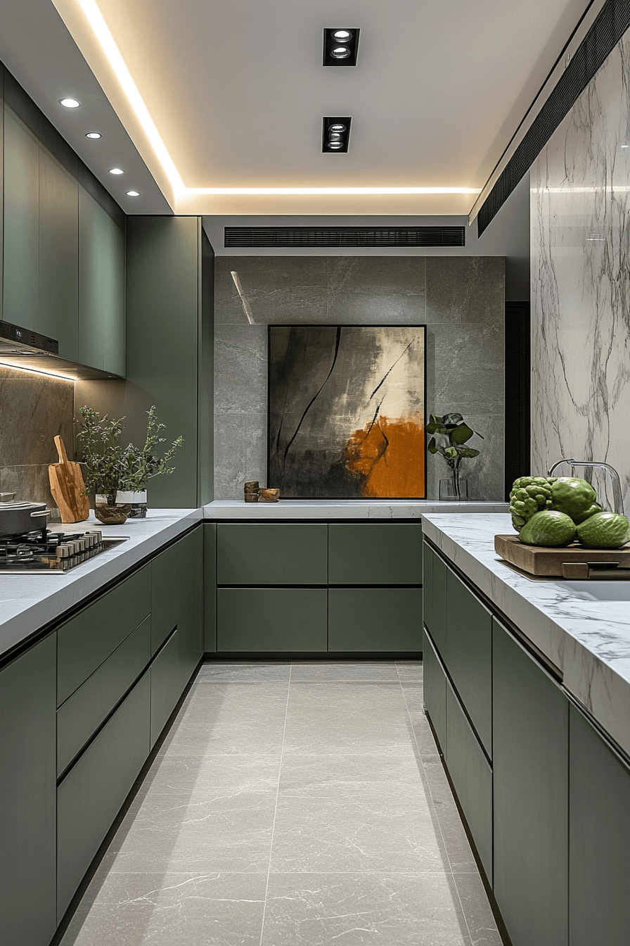 pewter green kitchen cabinets